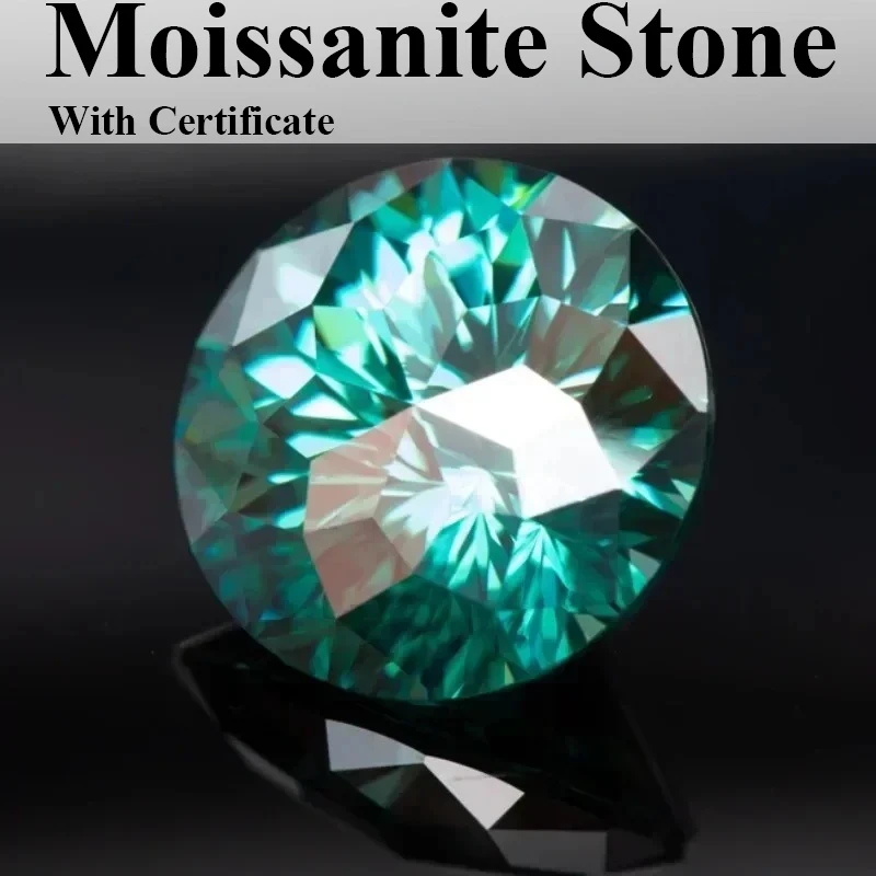 Natural Color Emerald Green Moissanite Stones Round Shape  Emperor General Cut Lab Grown Women Jewelry with Report