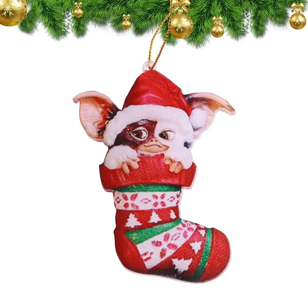 Gremlins Santa Hat Socks Dog Acrylic Gremlins Gizmo Hanging Flying Dragon Chrismtas Tree Pendants Noel Navidad #5
