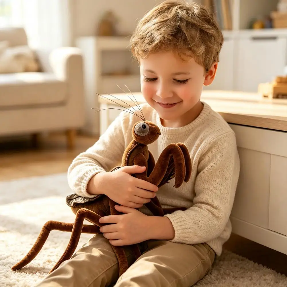 Realistic Stuffed Realistic Mantis Plush Toy with Bendable Legs Cute Praying Mantis Doll Novelty Stuffed Gift for Kids Decor