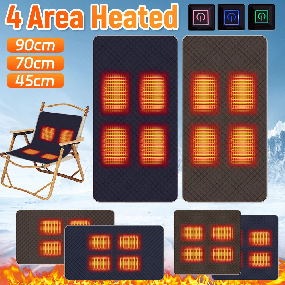 

3 Levels of Heat Camping Mat 4 Heating Zones Rechargeable Heated Stadium Seats for Winter Stadium Indoor Outdoor Sports Beach