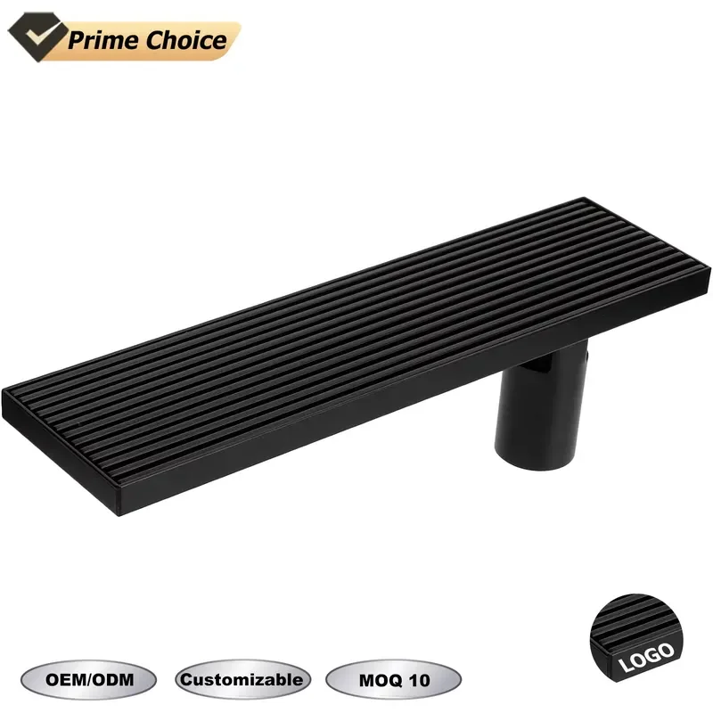 for Modern Style 304 Stainless Steel Rectangular Bathroom Sink Linear Floor Drain with Removable Filter Cover Hidden High