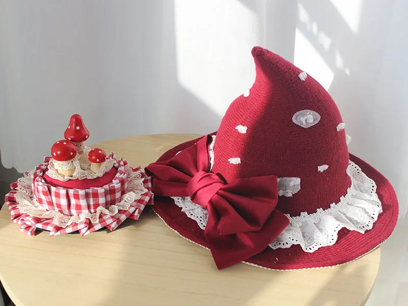 Handmade Billycock Lolita Wine Red Hat