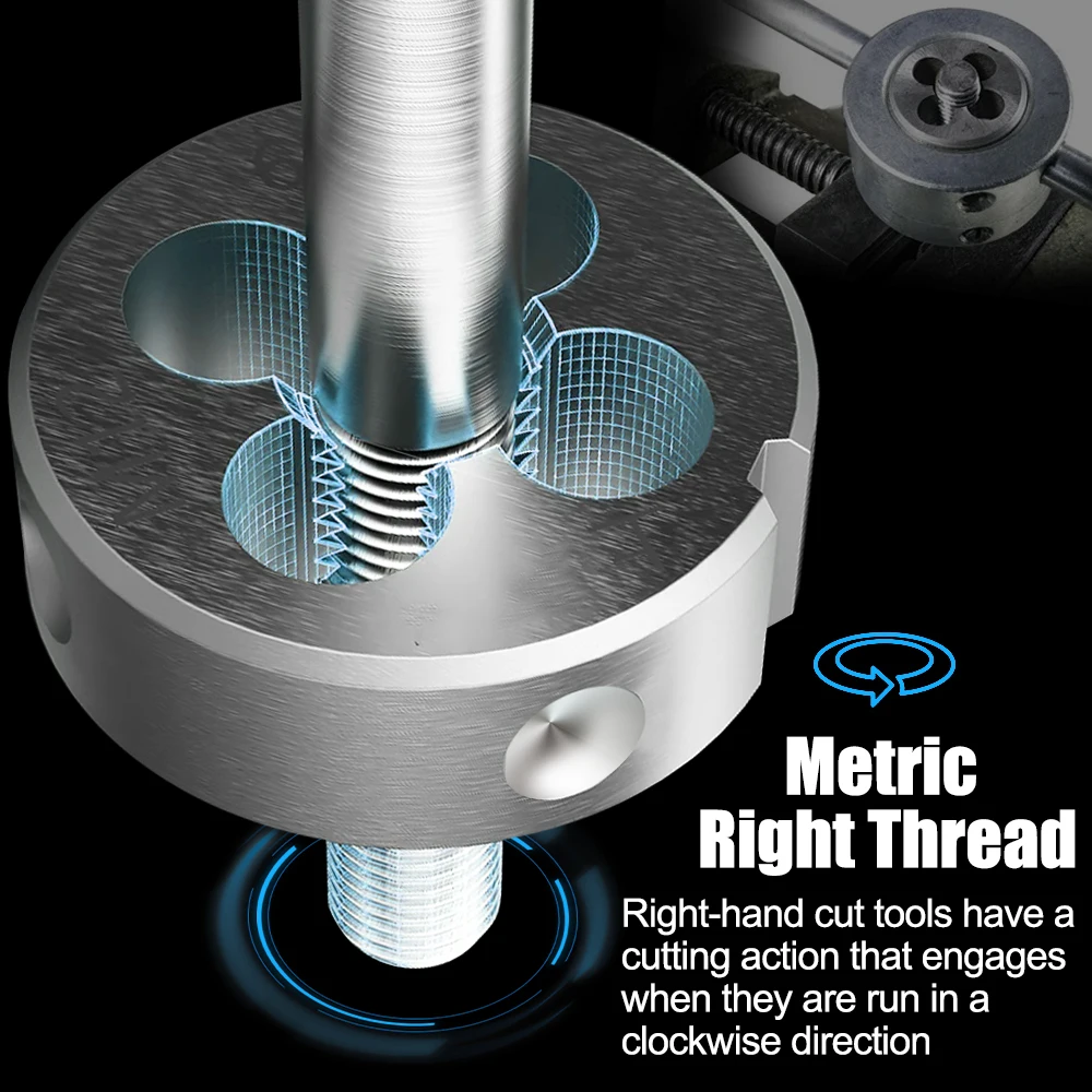 XCAN-Troquel de rosca para mano derecha, herramientas de roscado de Metal métrico, M2, M3, M4, M5, M7, M8, M9, M10, M12, M14, M15, M16, 1 ud.