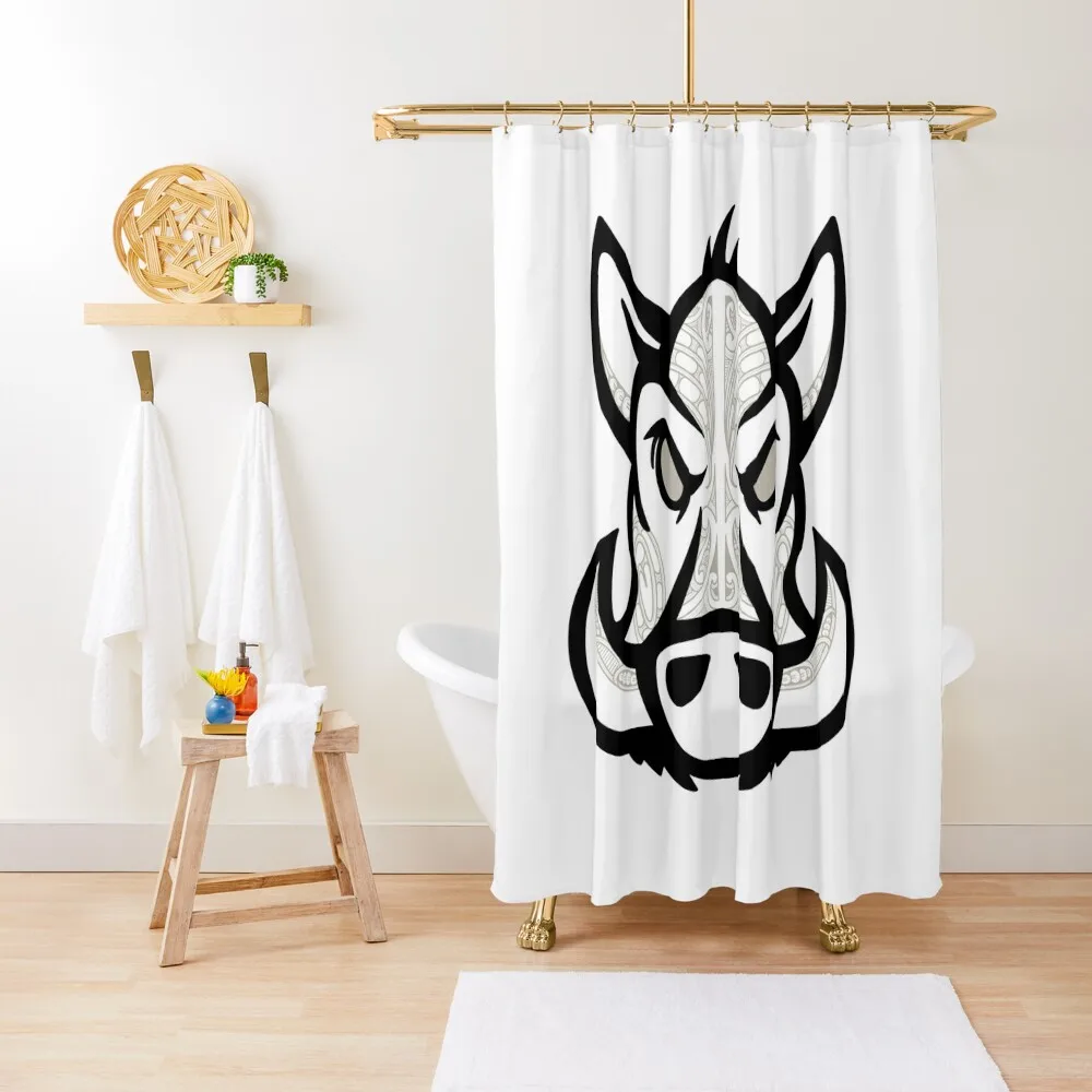 

Wild boar Māori designed. Shower Curtain Luxury Bathroom Shower Elegant Bathroom Curtain