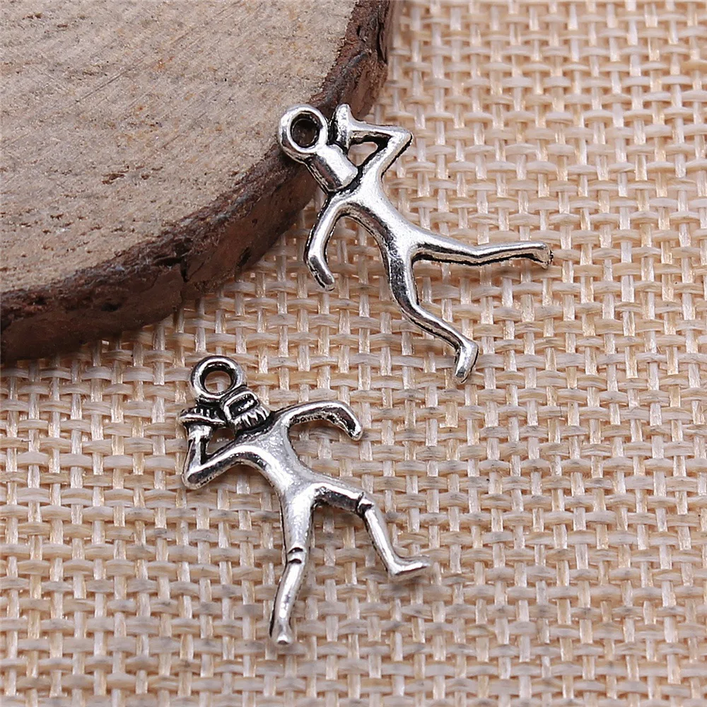 20pcs 20x12mm(0.79x0.47inch) Antique Silver Color American Football Player Charms Jewelry Making DIY Accessories