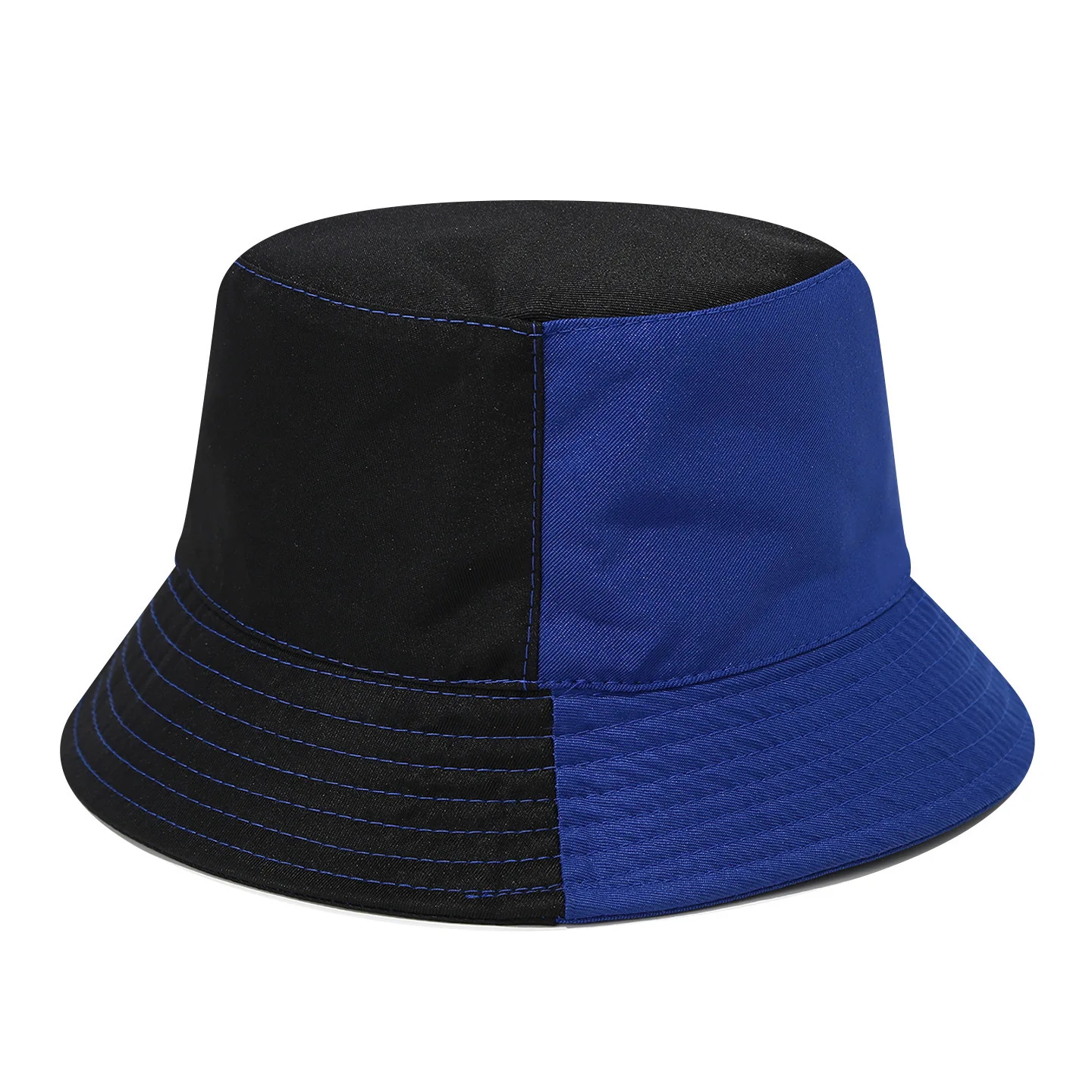 Schwarz-weißer Patchwork-Fischerhut im Street-Style für den Alltag, flacher Oberteil, lässiger Sonnenschutz, Accessoires, Frühlings- und Sommerhüte für Damen und Herren