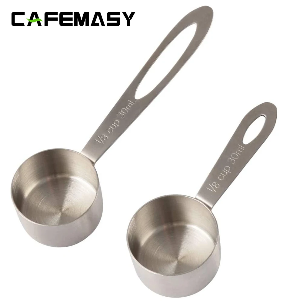 2pcs Endurance Stainless Steel Coffee Scoops & Measuring Spoons Coffeeware Tablespoon Home Kitchen Sugar Coffee Bean Scoop
