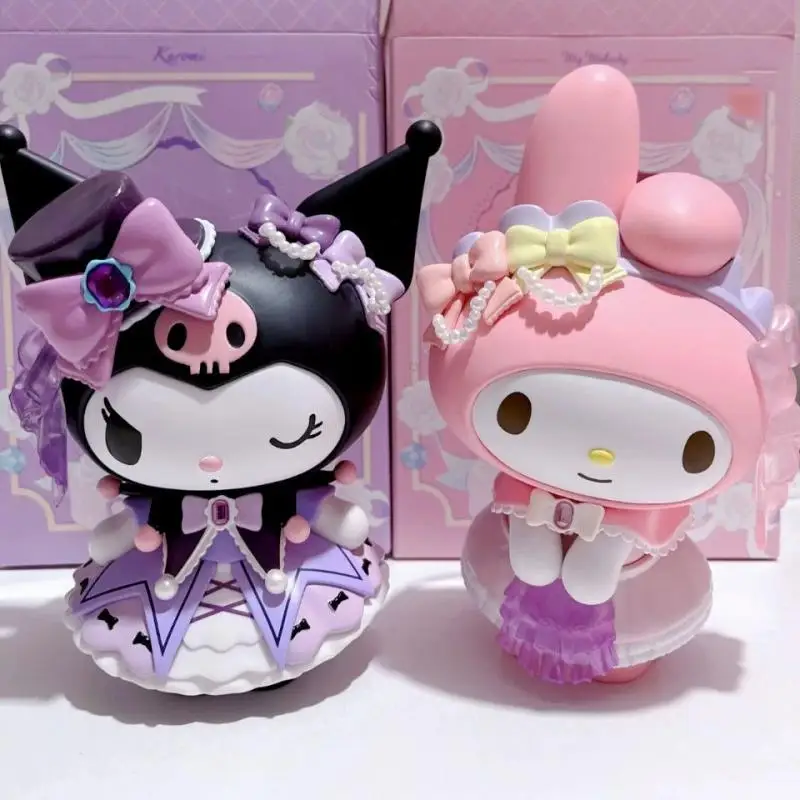 Sanrio New Cartoon Figure Oversized Famous Rose Flower Kuromi Melody Desk Cute Ornaments Kawaii Doll Girl's Birthday Gift Box