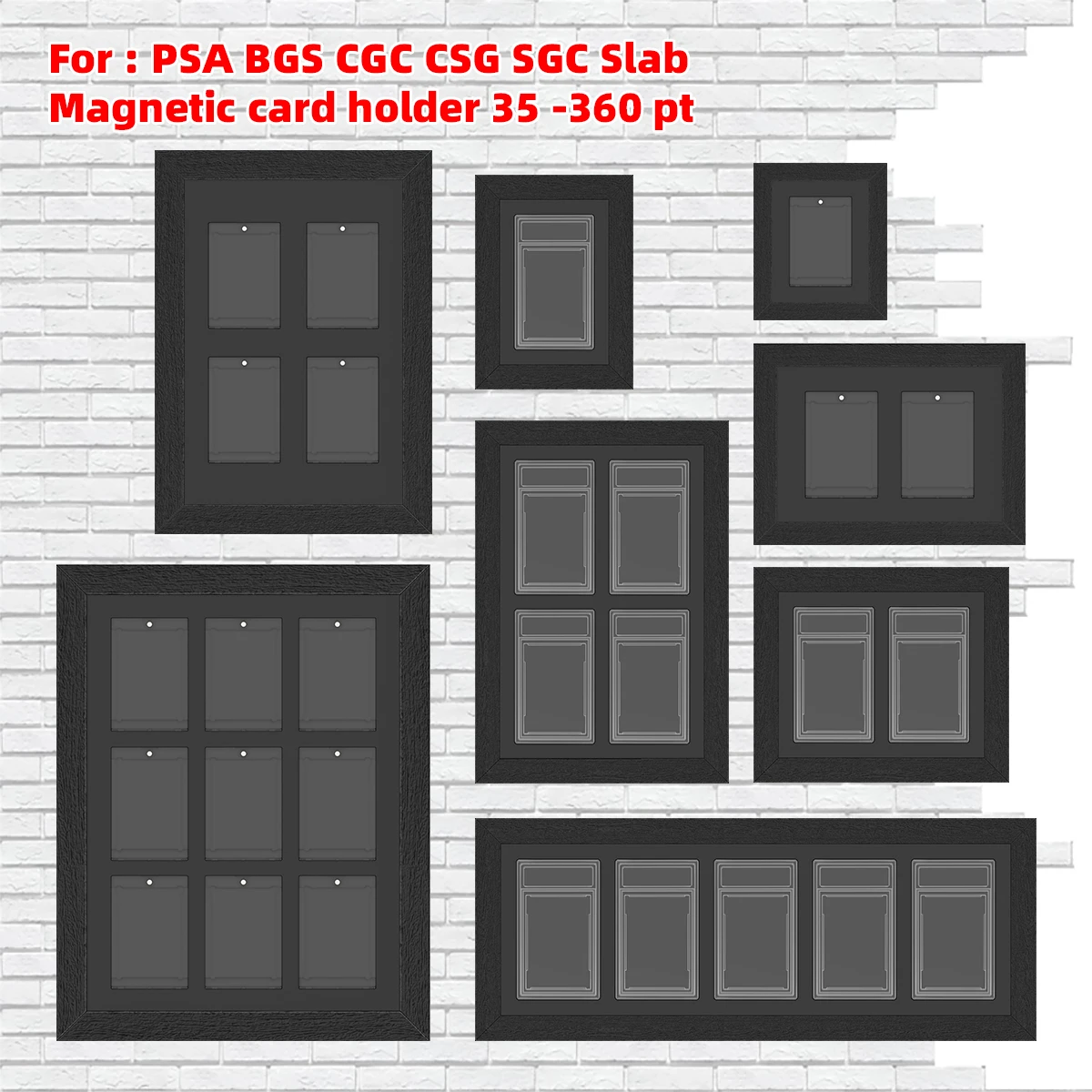 Estuche de exhibición con marco para montaje en pared PSA BGS SGC, soporte para 1/2/3/4/5/9 tarjetas de 35-130pt para tarjetas coleccionables de Pokémon, NBA, deportes, MTG, PTCG, Panini.