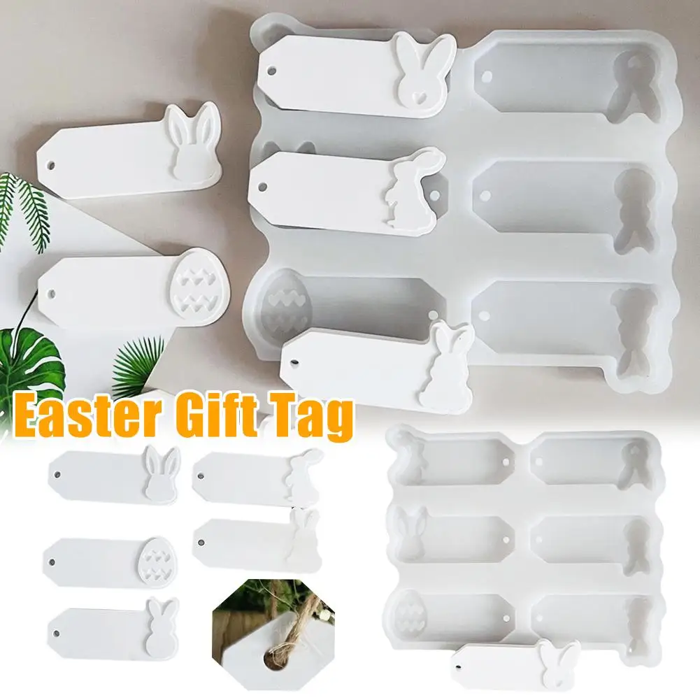 6 In 1 Easter Rabbit Egg Pendant Silicone Mold Easter Mold Label Casting Hanging Plaster Hanging Bunny Tag Molds Aromathera N8Z7