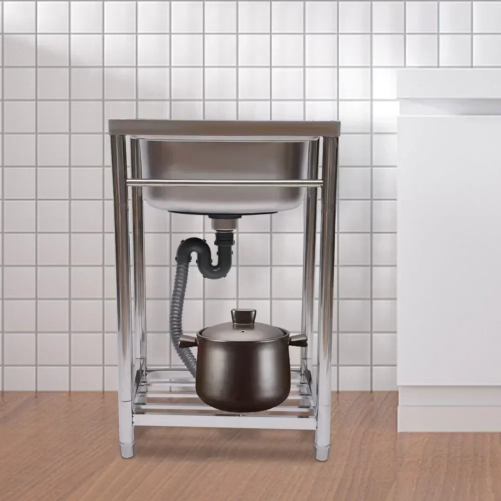 

Commercial Single Bowl Stainless Steel Kitchen Sink - Heavy Duty 1 Compartment Utility Sink for Restaurants