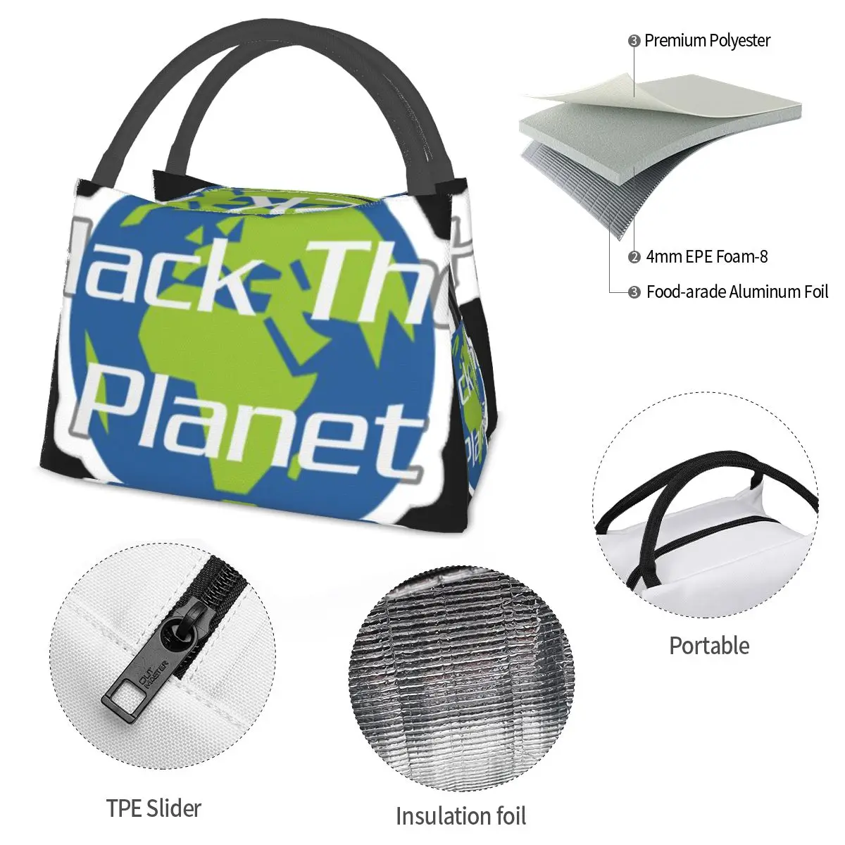 Hack The Planet Hot Portable insulation bag for Cooler Thermal Food Office Pinic Container