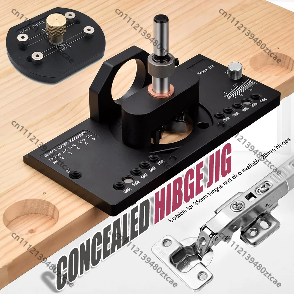 35mm Aluminum Alloy Concealed Hinge Jig Kit Cabinet Hinge Drilling Locator Punch Template Woodworking Tool