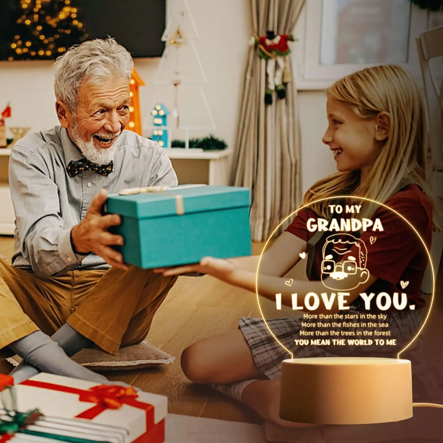 

New Round Shape 3D Love Text Night Illusion Lamp For Grandpa Gift Acrylic Light
