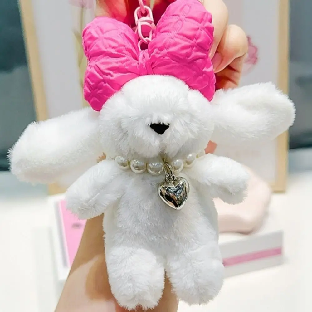 Brelok z puszystym królikiem i naszyjnikiem Loveheart Cartoon Animal Plush Rabbit Pendant INS Chubby Rabbit Plush Dolls Children