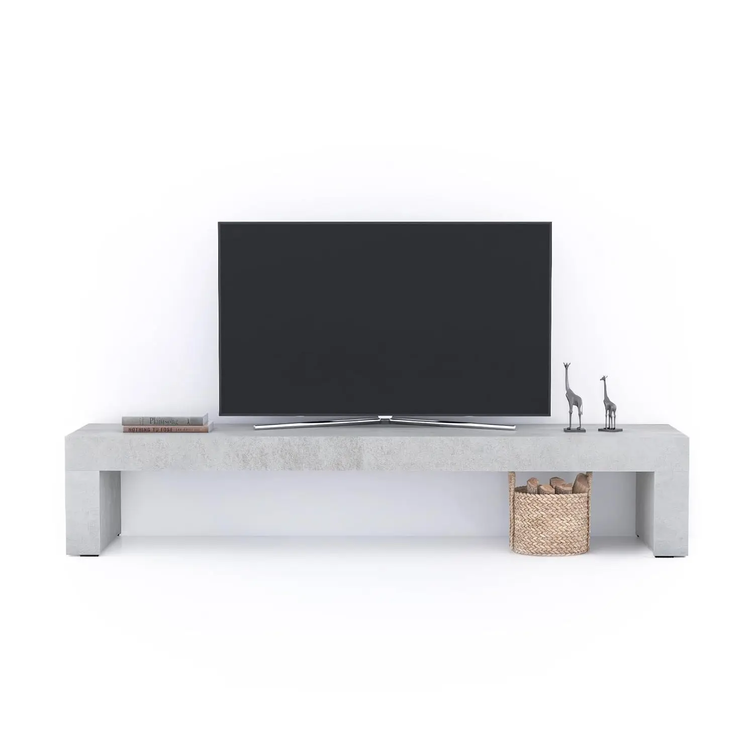 Evolution TV Stand 70.8x15.7 in, Concrete Effect, Grey, Made in Italy, Customized