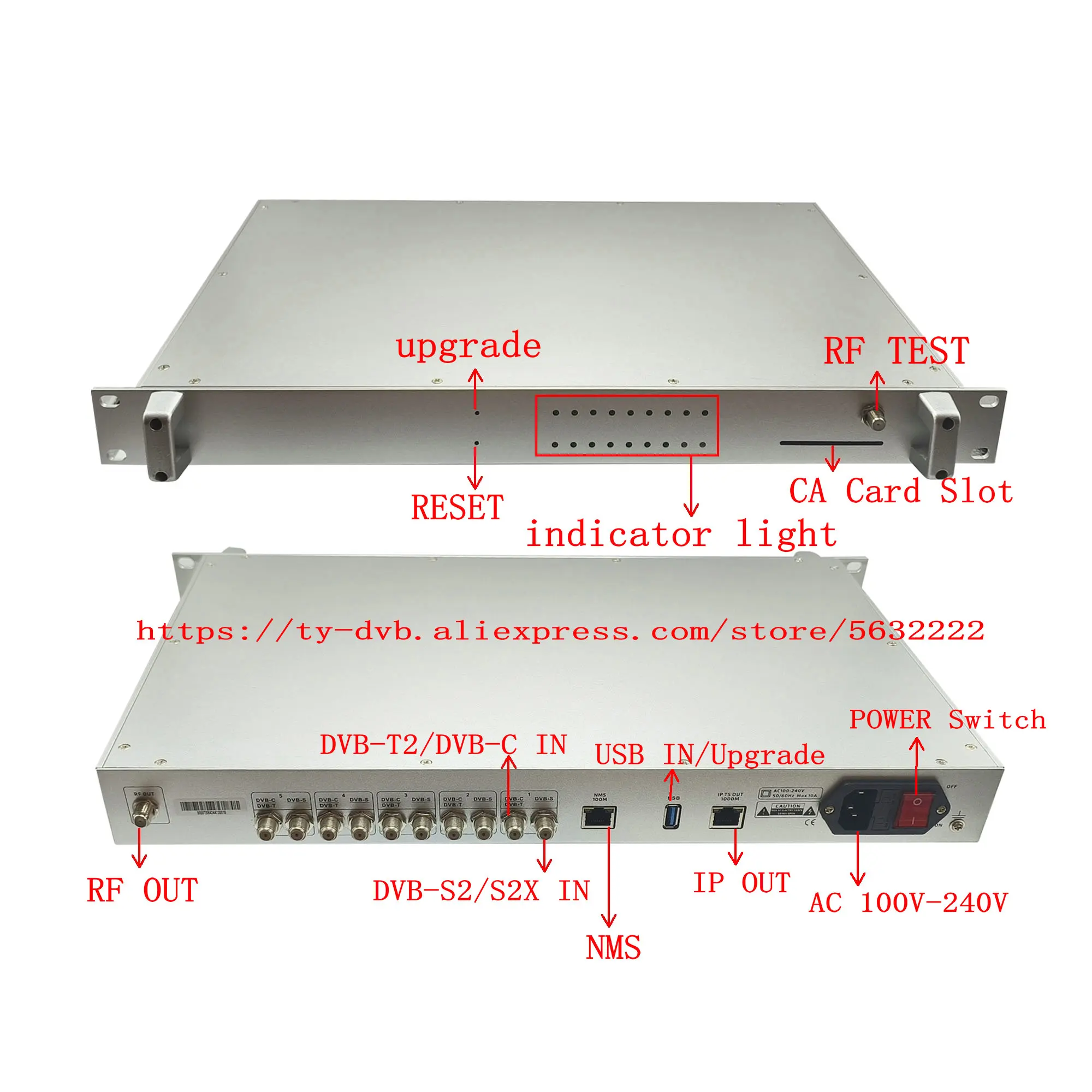 5 ช่องจูนเนอร์ตัวรับสัญญาณ modulator DVB-S2 DVB-T2 DVB-C ATSC IP RF จูนเนอร์ IP I to DVB-T ISDBT DVB-C modulator