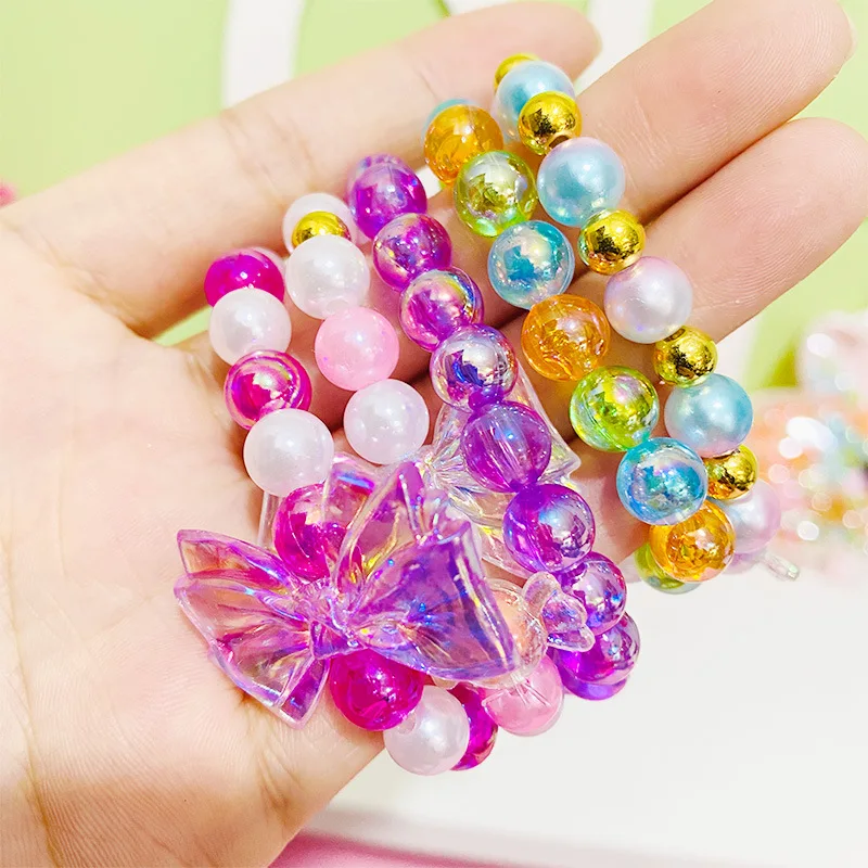 1pcs Children's Play House Ice Cream Shape Beading Gift Box Toys DIY Handmade Bracelet Necklace Jewellery Girls Birthday Gift