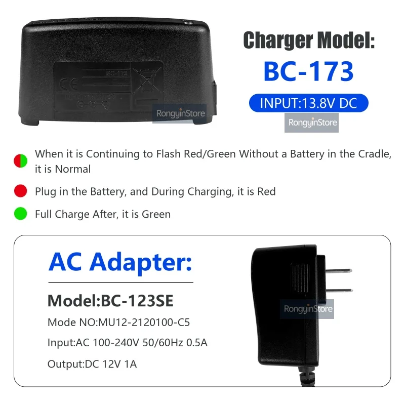 BC-173 Charger BP-224 BP-252 Battery Charger Compatible with Icom IC-GM1600 IC-M21 IC-M2A IC-M33 IC-M35 Walkie Talkies Accessory