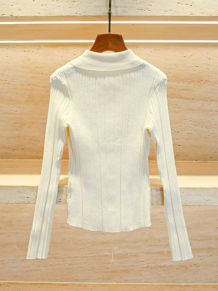 

MIGII Ранняя осень, женский облегающий вязаный топ с v-образным вырезом, маленькая Fraance Sle, европейская мода, элитная женская одежда для поездок на работу