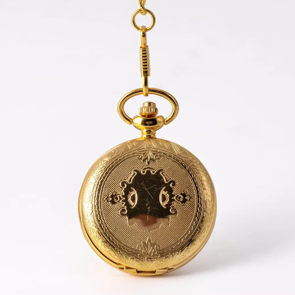 

1036 Fashion Quartz Golden Bronze Pocket Watch Antique Hollow Greek Numerals Luxury Gift Necklace Chain Pendant