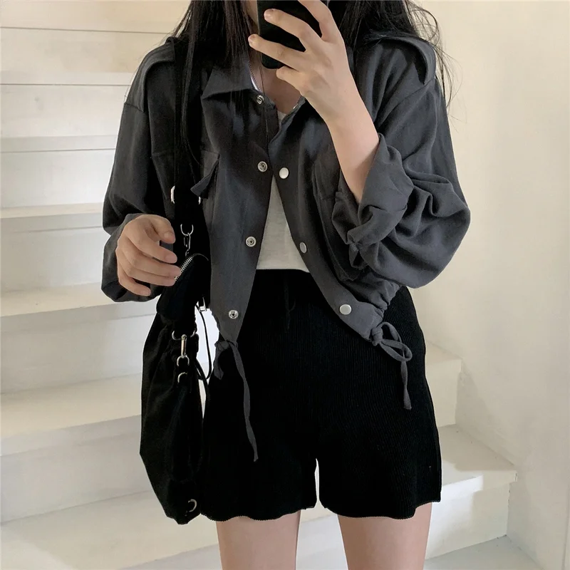 

2024 new Autumn Short Coat Outerwear Cute Sweet Preppy Korea Japan Style Retro Vintage Women Crop Single Breasted Short Jackets