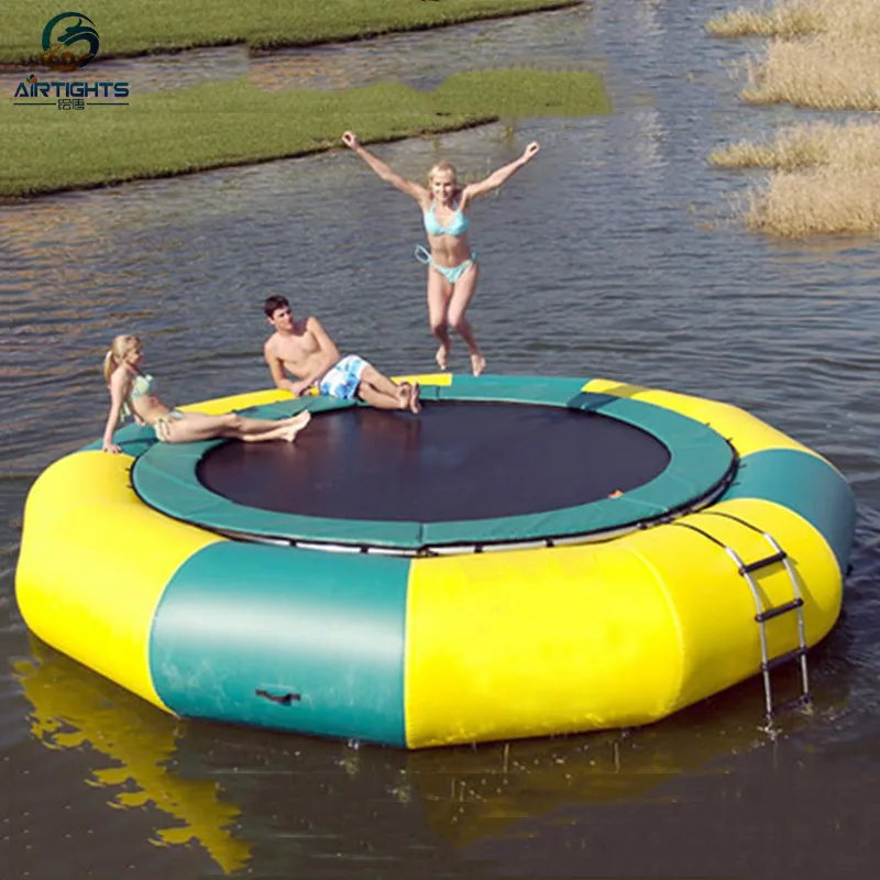 Trampolin air tiup, ukuran besar 6m diameter gaya pegas lompat aqua bouncer