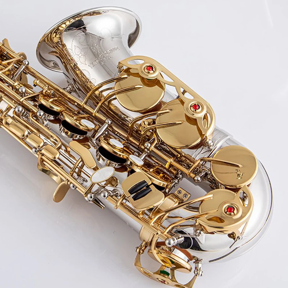 Japan WO37 1 :1 key type Alto Saxophone white copper silver-plated Gold Key Professional Alto Sax With Case Mouthpiece