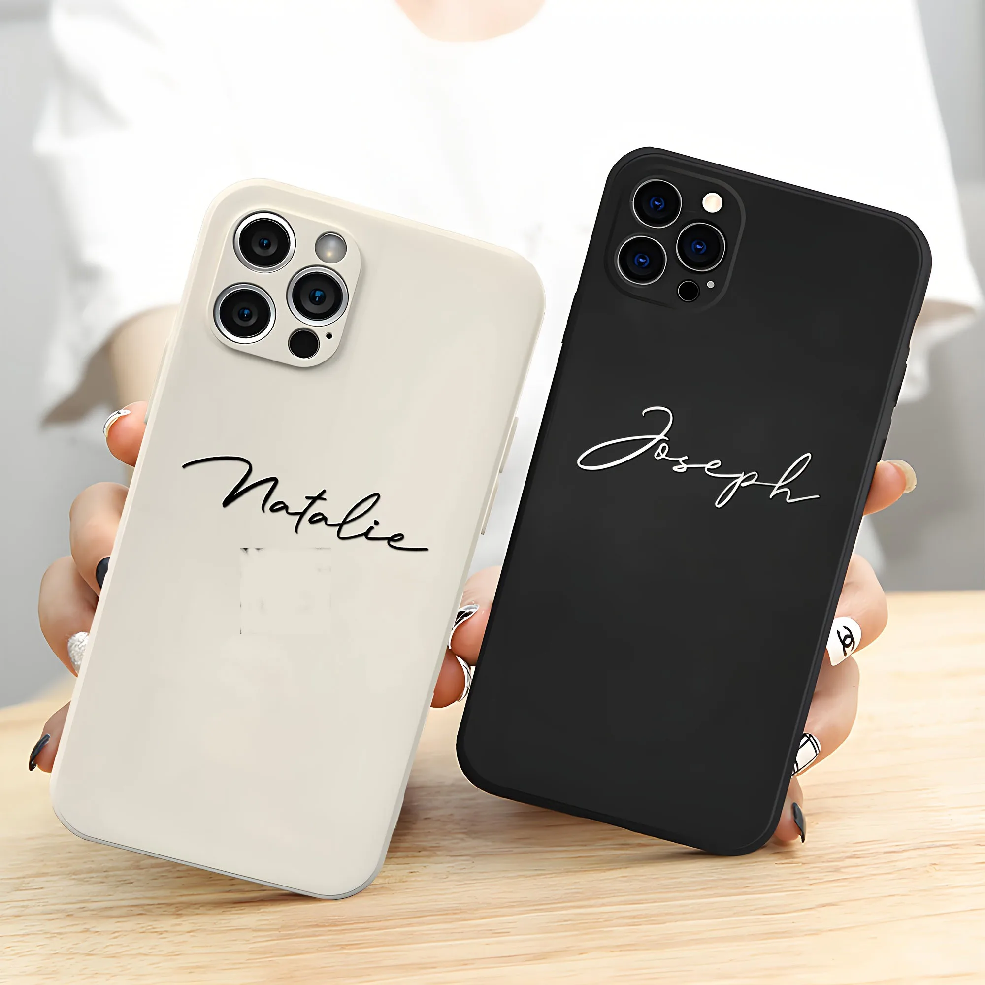 Coque personnalisée avec texte pour iPhone 17 Air 7 8 Plus 12 13 16 15 14 11 Pro Max Mini 16E SE X XS XR – Plusieurs couleurs au choix