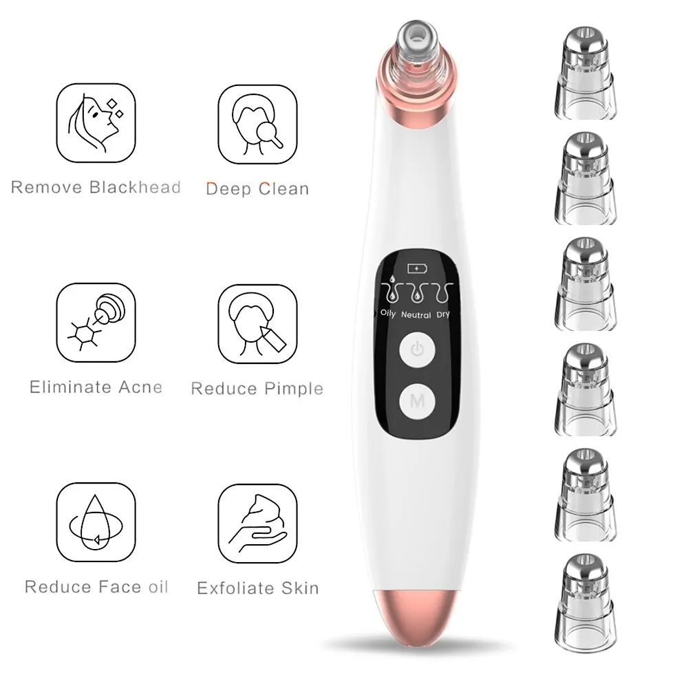 Electric blackhead Remover 6 heads face pore vacuum acne pore cleaner acne removal vacuum suction skin care