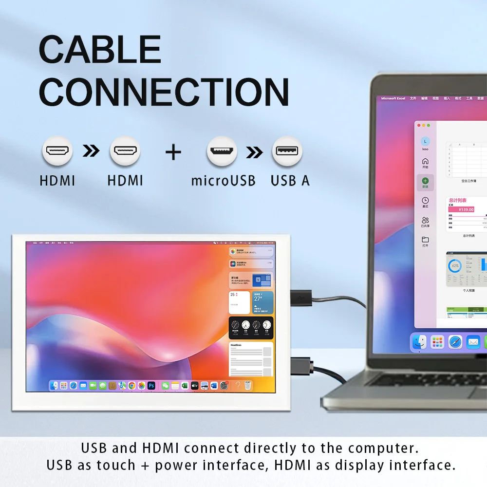 Imagem -02 - Lesown-mini Monitor Touch Screen Portátil Mini Usb Hdmi 800x480 Ips Branco Pequeno segundo Display para Windows Laptop pc 5