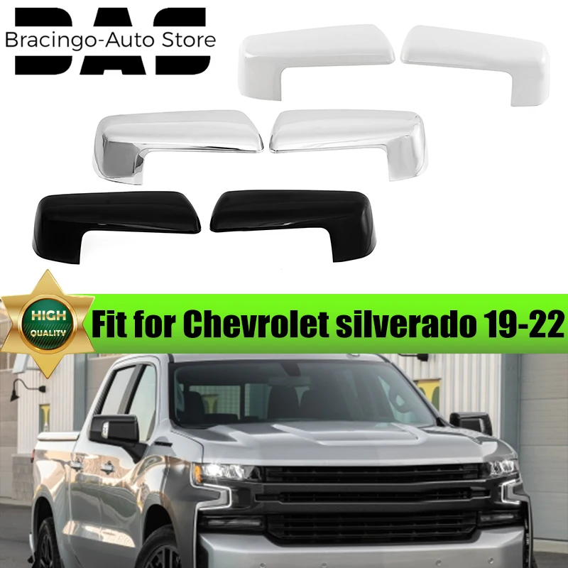 1 par de carcasas de cubierta de espejo retrovisor lateral para Chevy Silverado GMC Sierra 1500 2019-2022 carcasas de tapa de espejo de puerta lateral cromadas