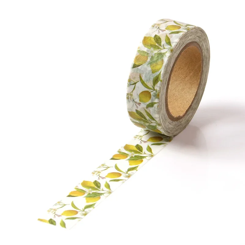 Cinta Washi decorativa de hojas de limón fresco y fruta, 10M, para álbum de recortes, diario, cinta adhesiva, papelería bonita, novedad, 1 ud.