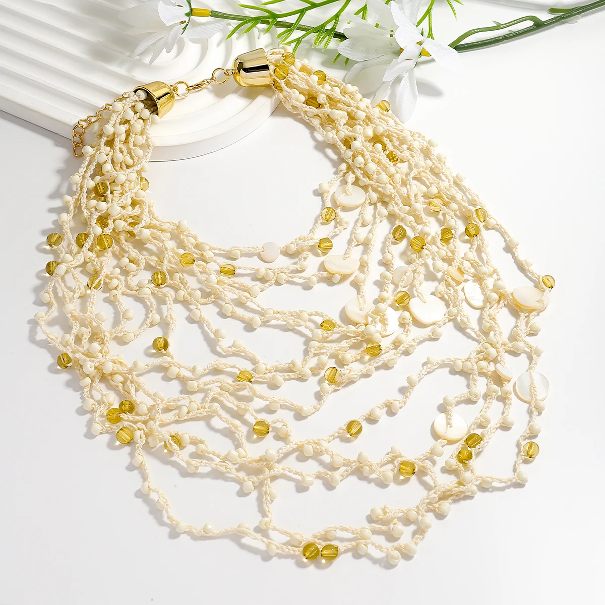 ZAA Fashion Bohemia Vintage Multilayer Weaving Necklace For Women Handmade Shell Beads Statement Jewelry Wedding Party Wearing