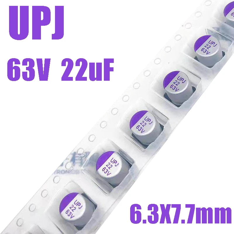 UPJ 22 63V 63V22UF 6.3X7.7mm UPJ1J220M0607TR SMD Solid state capacitor 22uf 63V
