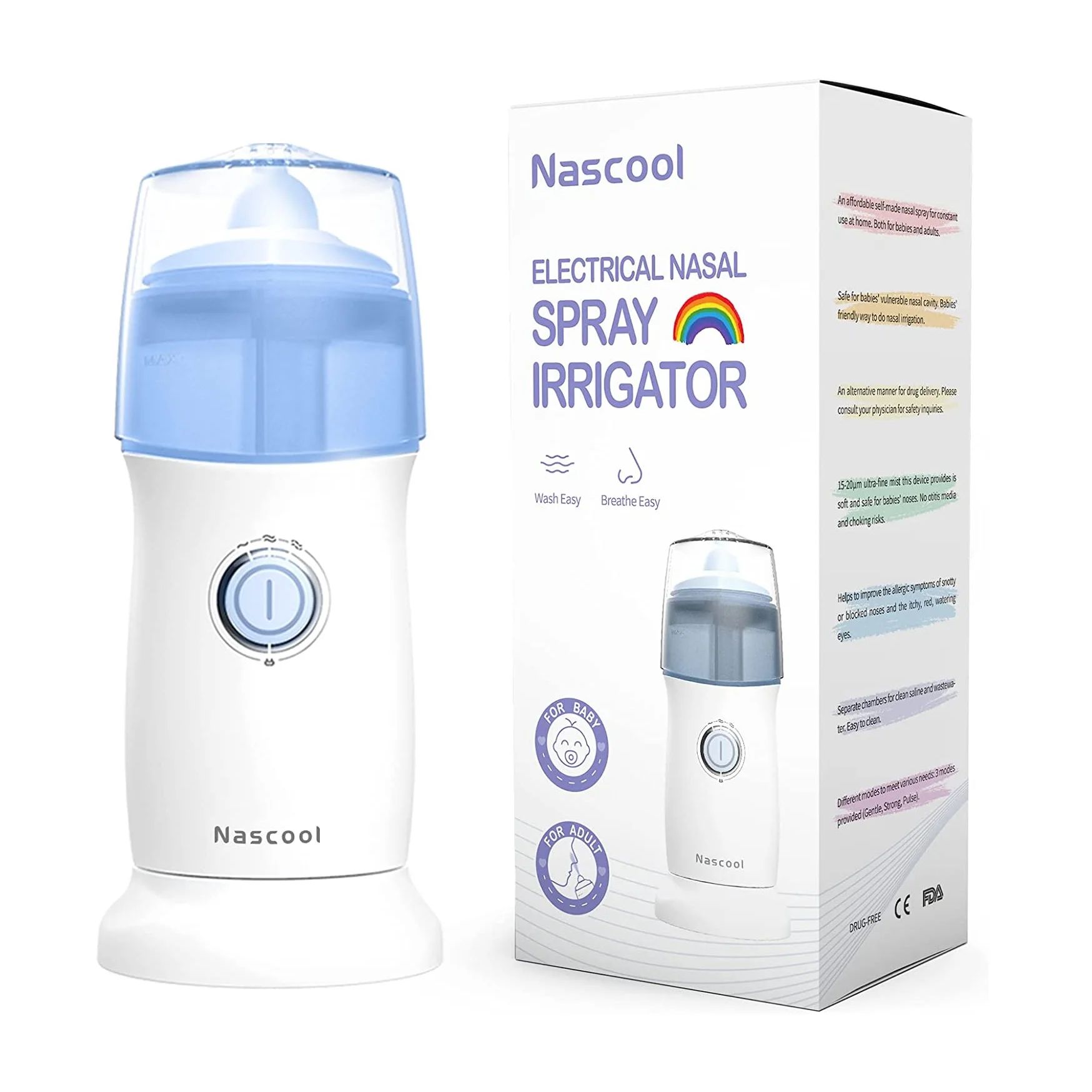 

Electric Nasal Spray Irrigator Nose Spray Saline Solution Nose Washer Cleaner for Children and Toddler USB Wireless Charging