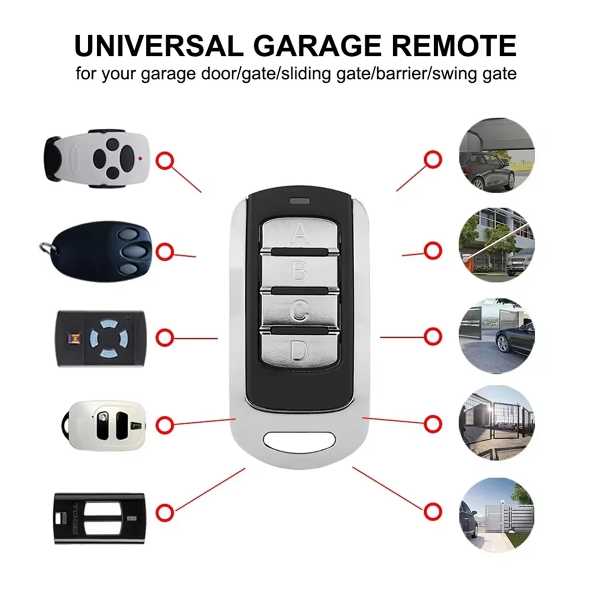 ABNJ 4 in 1 Garage Remote Multi Frequency 287-868MHz Clone 434.42mhz 868.35mhz 433.92 Gate Control Transmitter 3pcs