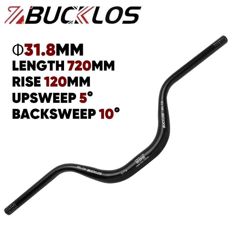 BUCKLOS Mountainbike Stuur 31.8mm 720mm 780mm MTB Riser Stuur Rise 30/50/90/120mm Aluminium Handelbar Fietsonderdelen