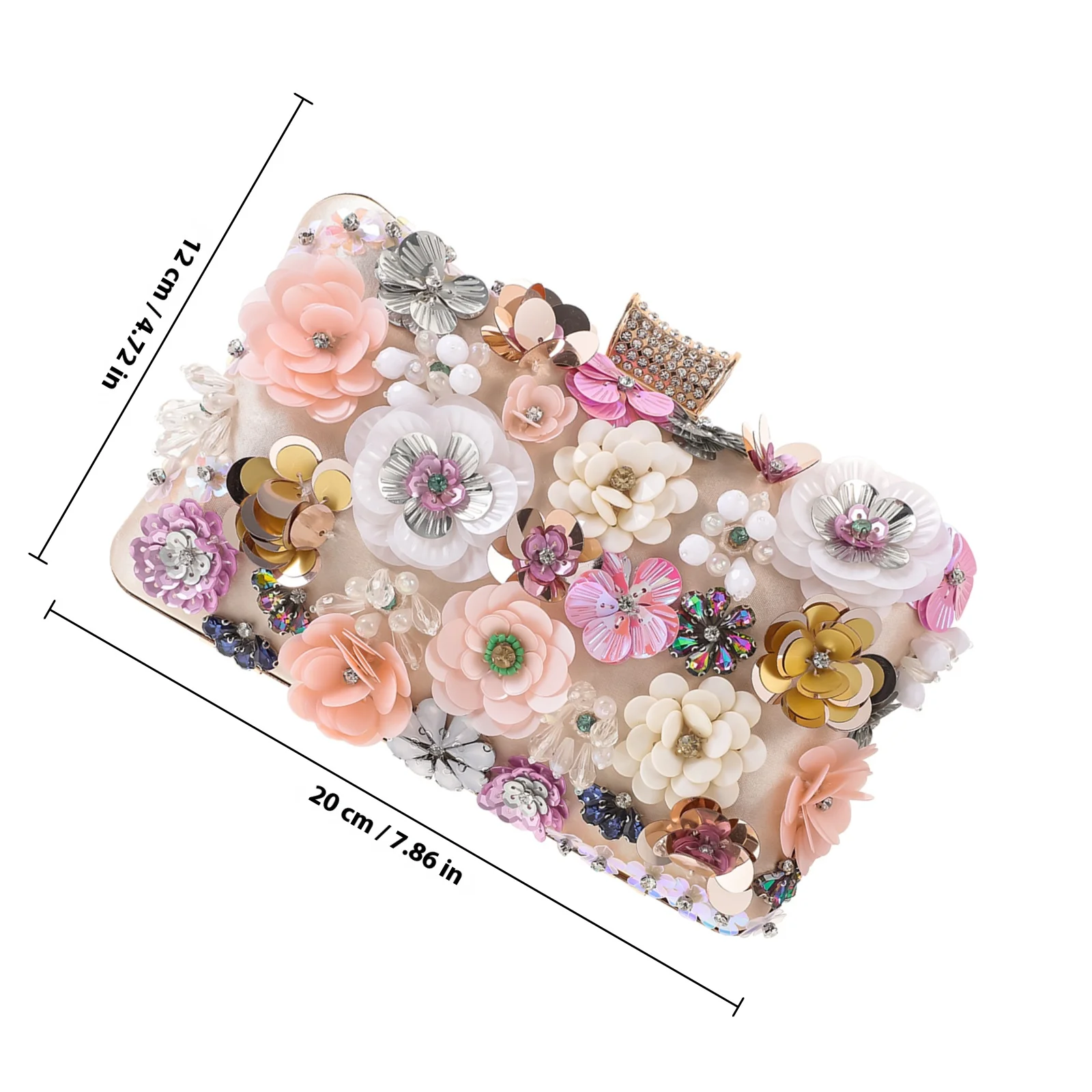 حقيبة سهرة ملونة مطرزة بالزهور، حقيبة يد أنيقة من الساتان على شكل زهرة مثالية لحفلات الزفاف وحفلات التخرج وحقيبة يد نسائية