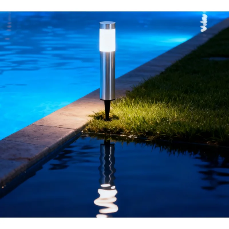 Stainless Steel Solar Light Modern Courtyard Outdoor Garden Cylindrical Outdoor Waterproof Lawn Light