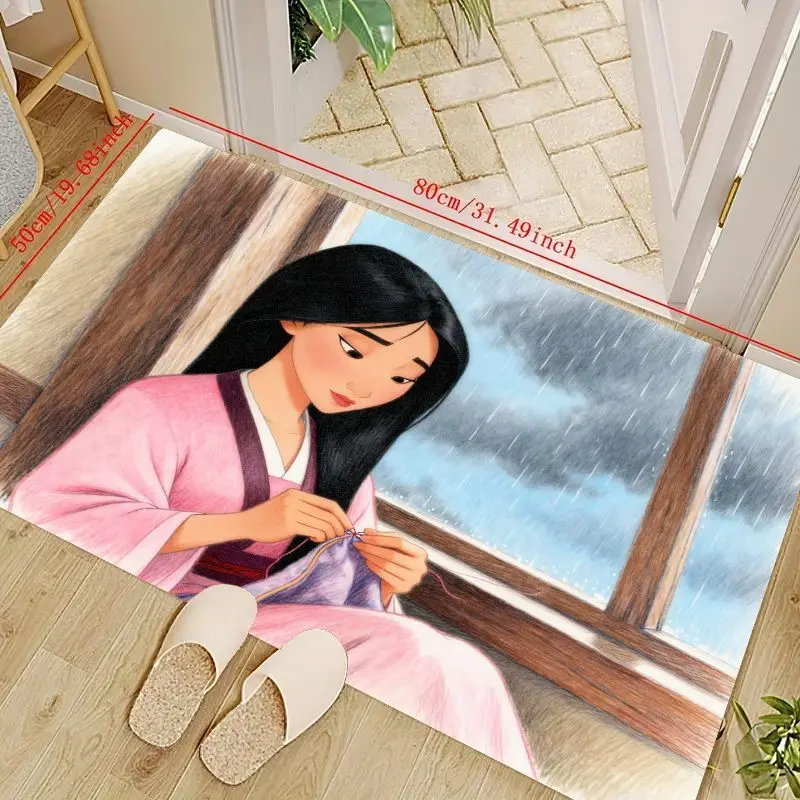 

1 шт. напольный коврик принцессы-воина в стиле аниме для девочек, коврик для сцены вязания дождливого дня в стиле Мулан, уютный коврик для домашнего декора для жизни