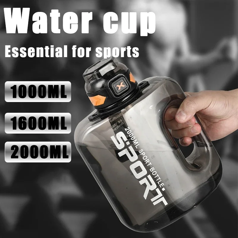 1/1.6/2L Sports Water Bottle Large Capacity Creative Cup Heat Resistant Outdoor Adult Travel Kettle Gym Fitness Jugs Drinkware