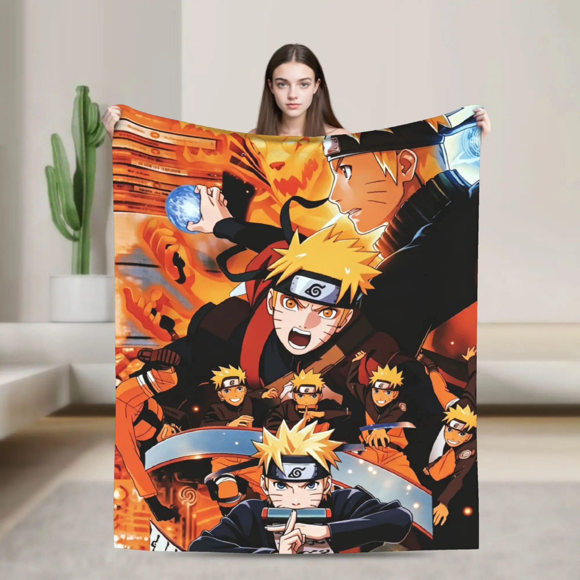 Custom Sofa Fleece N-Narutoes Uzumakis Narutos Throw Blanket Warm Flannel Comics Blankets for Bedding Travel Sofa Quilt