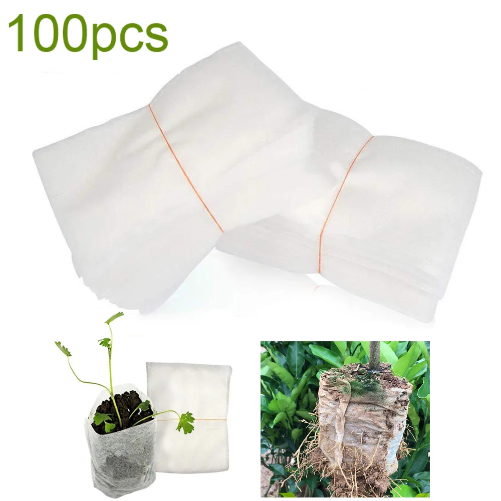 

100pcs 8*10cm Garden Tools Non-woven Nursery Plant Grow Bag Fabric Pots Biodegradable Eco-Friendly Planting Bags D3