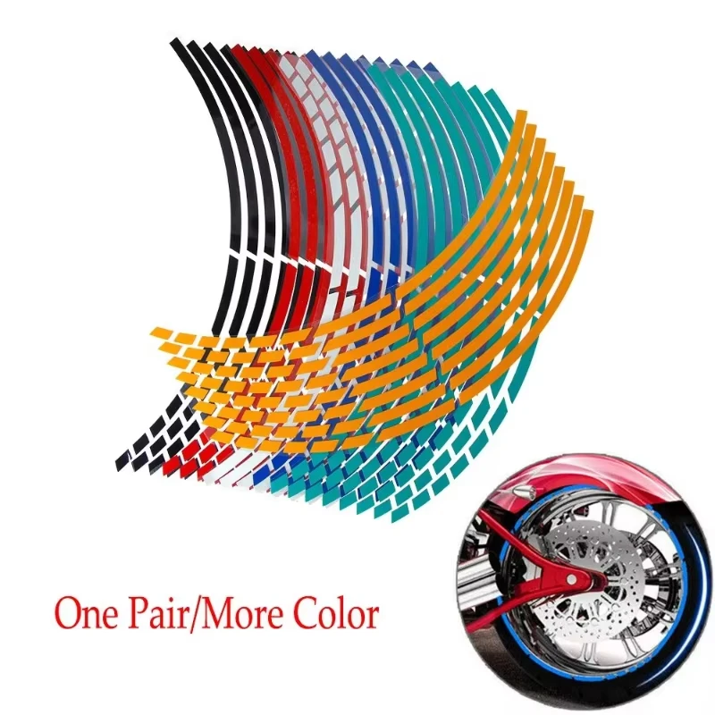 1 Set 5 Colors Car Styling Strips Reflective Motocross Bike Motorcycle Wheel Stickers and Decals 17/18 Inch Reflective Rim Tape