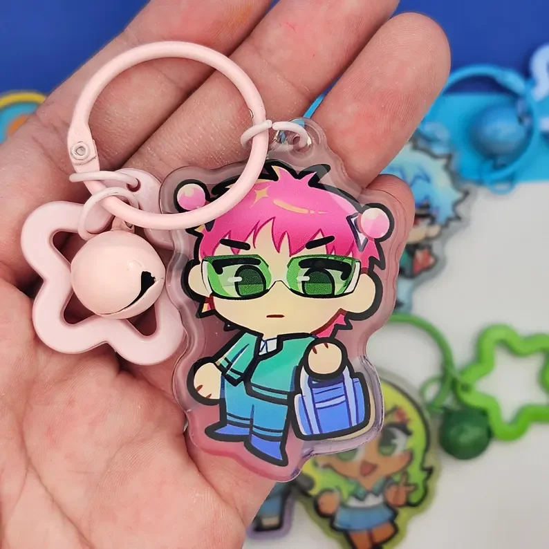 Mini Cartoon Character Acrylic Keychain Cute Double Sided Charm Backpack Pendant Gift For Anime Fans