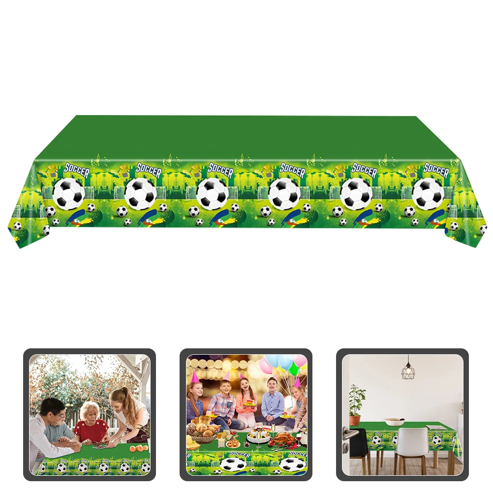 

3pcs Waterproof Tablecloth Football Theme Disposable Decorative Plastic Table Cover for Party Buffet Baby Shower Green Reusable