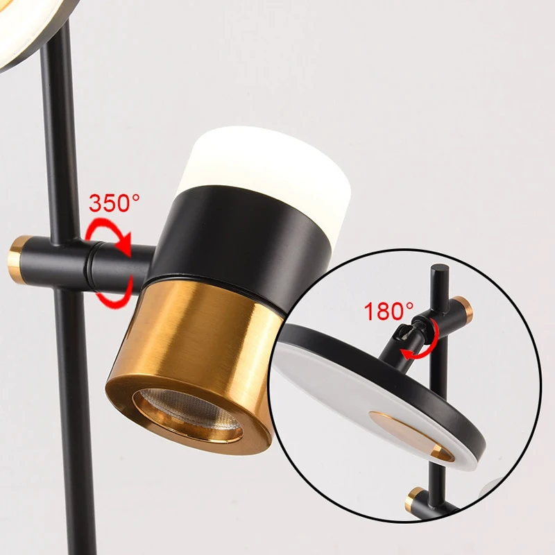 ﻿   3 ألوان مصباح أرضي حديث 360 درجة ضوء أرضي دوار واجهة USB لمبة مكتب أسود دراسة غرفة المعيشة ديكور غرفة معدنية