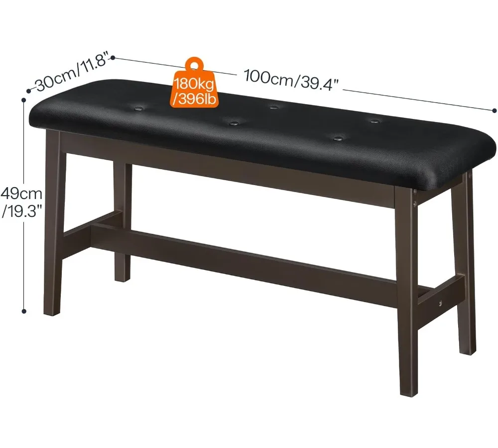 مقعد طعام من الخيزران مع مقعد من جلد البولي يوريثان، أثاث مدخل غرفة المعيشة متعدد الوظائف للمطبخ، بني وأسود