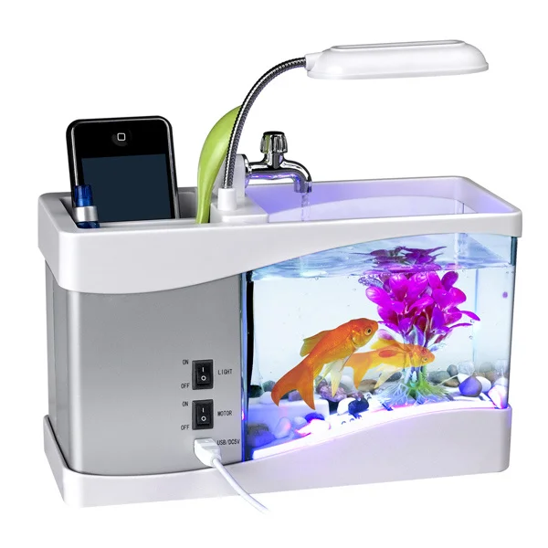 

Bath Tub Shaped Pen Holder Lcd Display Desk Aquarium Fish Tank Usb Powered Led Lamp Calendar Alarm Clock Black